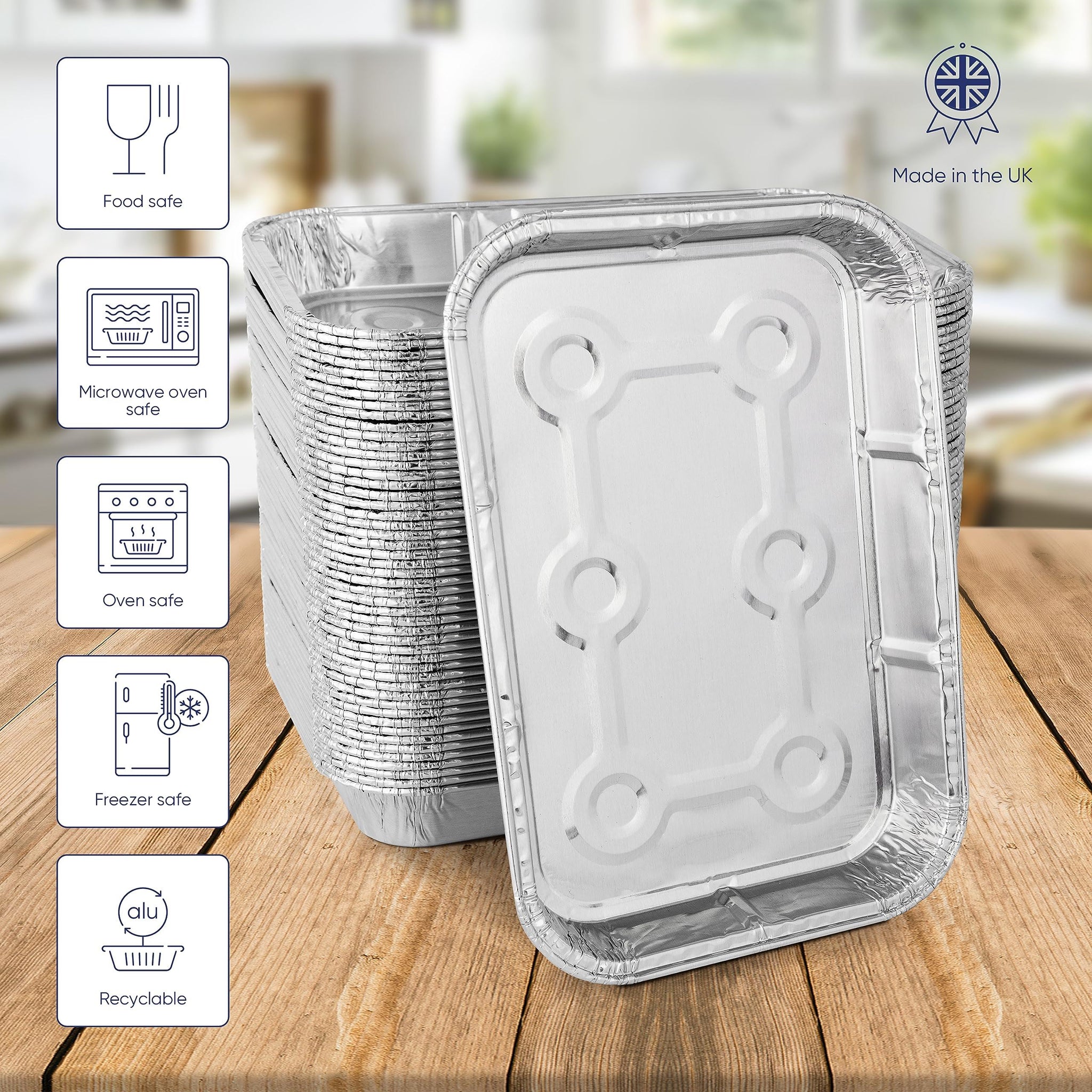 100 Pack Rectangular Aluminium Foil Trays R.15044 – Coppice