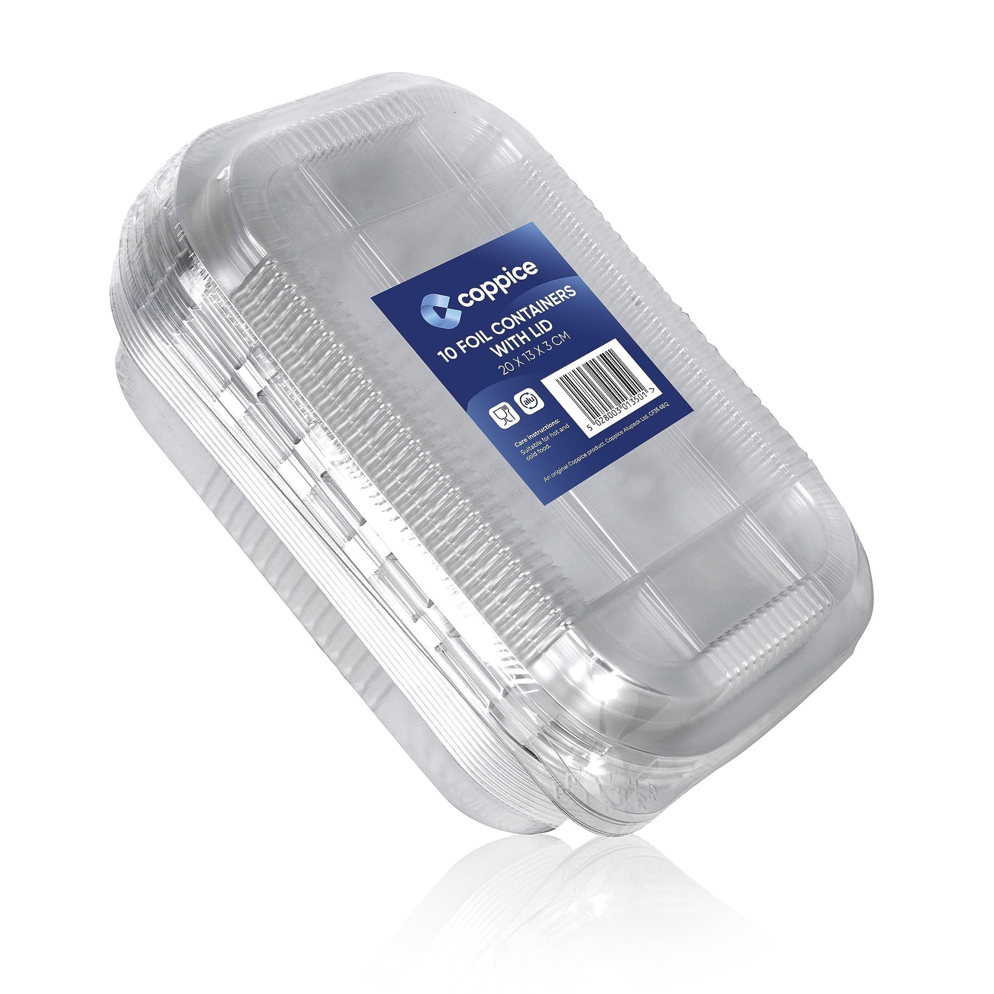 10 Pack Rectangular Foil Trays with Lid R.15017 – Coppice