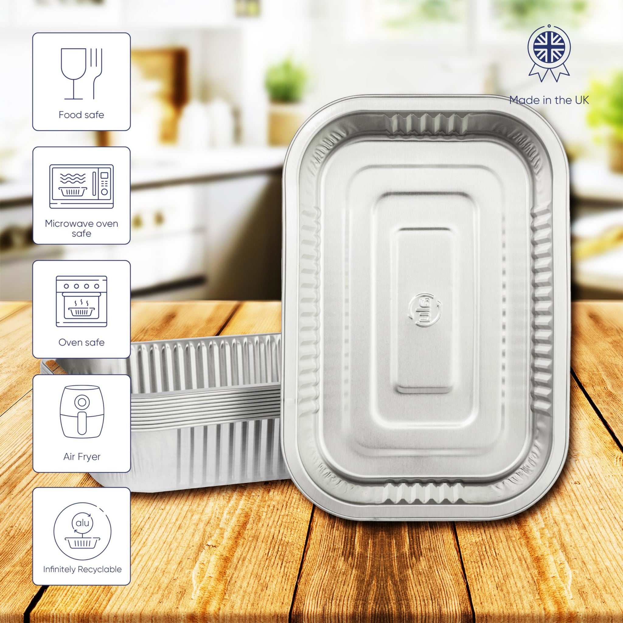 10 Pack Rectangular Aluminium Foil Trays R.15052 – Coppice